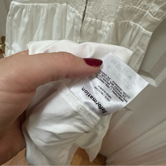 Reformation White Sleeveless tank midi Dress smocked drop waist 6 - Picture 7 of 9